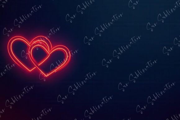 Download Illuminated Neon Hearts on a Dark Blue - Neon Collection