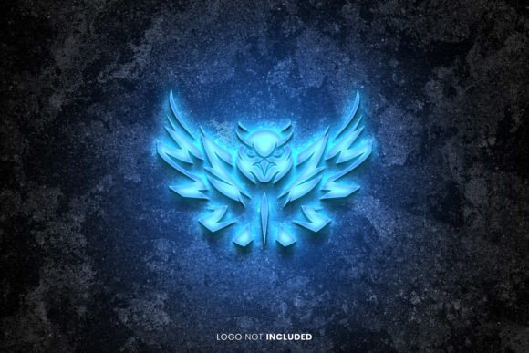 Download Glow Neon Blue Logo Mockup Psd - Neon Collection