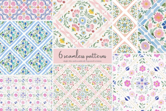 Download Folk Floral Seamless Patterns Bundle - Patterns Collection