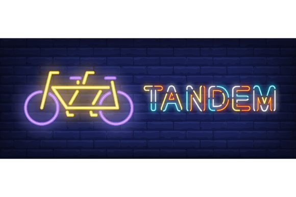 Download Tandem Neon Text Bicycle. Bicycling, Spo - Neon Collection