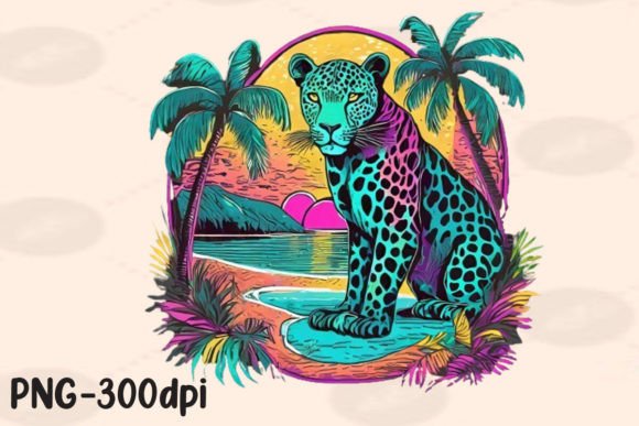 Download Summer Vibes Leopard Neon Beach PNG - Neon Collection
